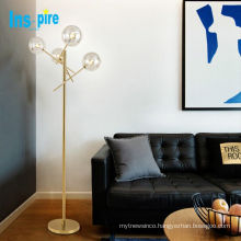 Hotel interior modern decoration glass shade golden floor lamp